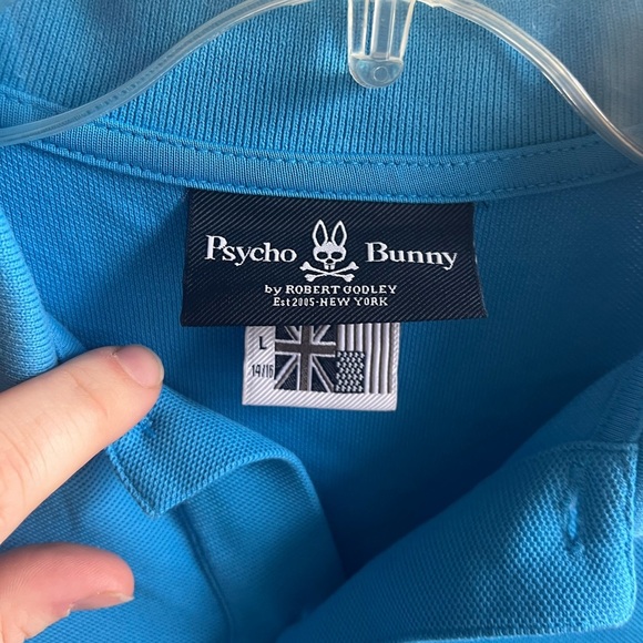 Psycho Bunny Womens Blue Classic Logo 2-Button Cotton Polo Size Large - Picture 3 of 8